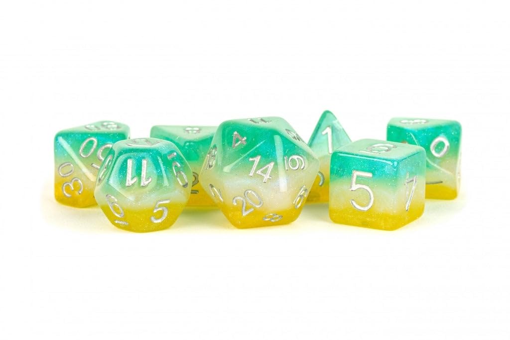 Metallic Dice Games Poly Set Layered Stardust Tropics w/Silver (7)