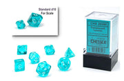 Chessex 10mm Translucent Teal & White Polyhedral Dice Set – Compatible with Dungeons & Dragons (D&D), Pathfinder & Other TTRPGs – Includes 7 Dice: D4, D6, D8, D10, D12, D20 & D%
