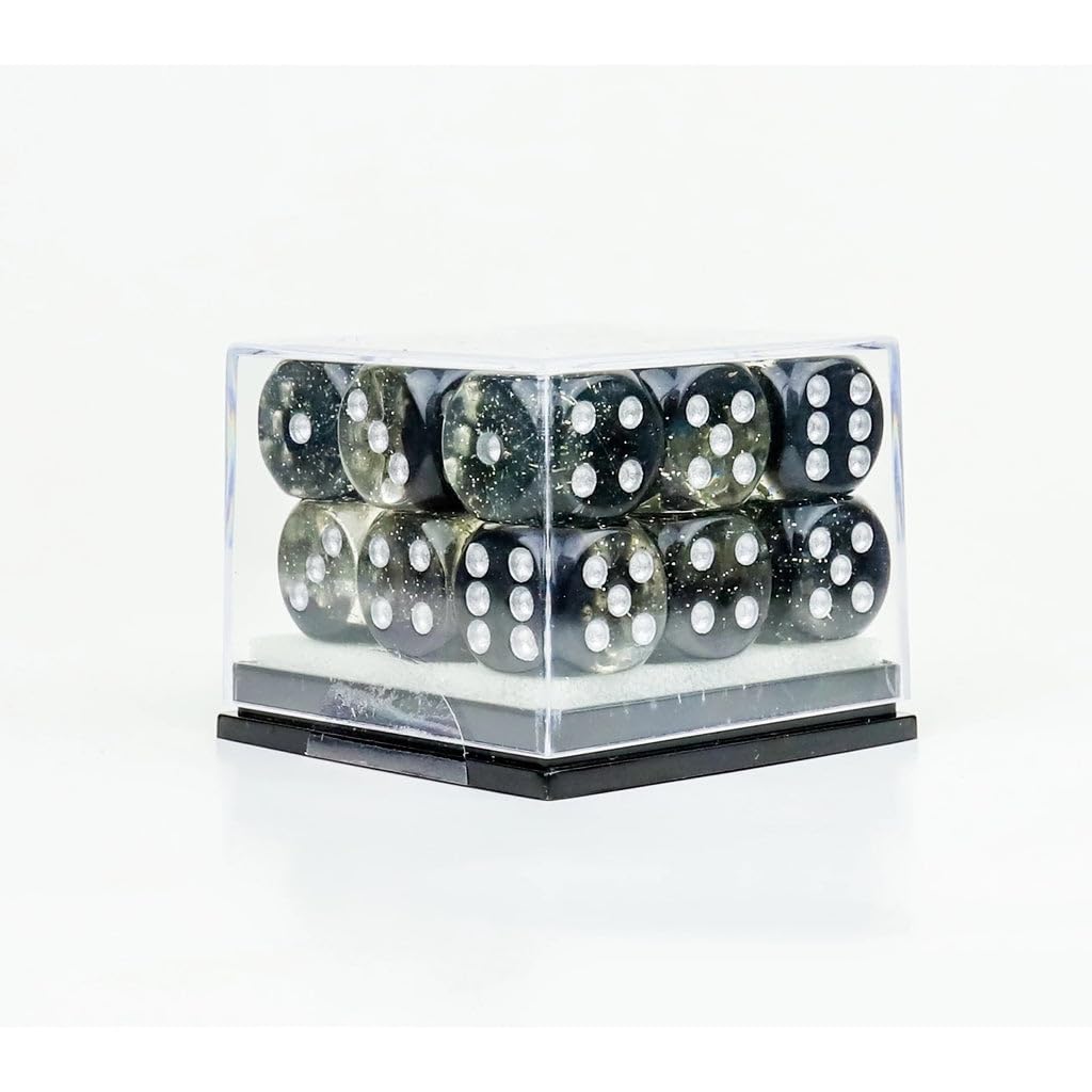 Sirius Dice 12mm d6 Spades w/Silver (18)