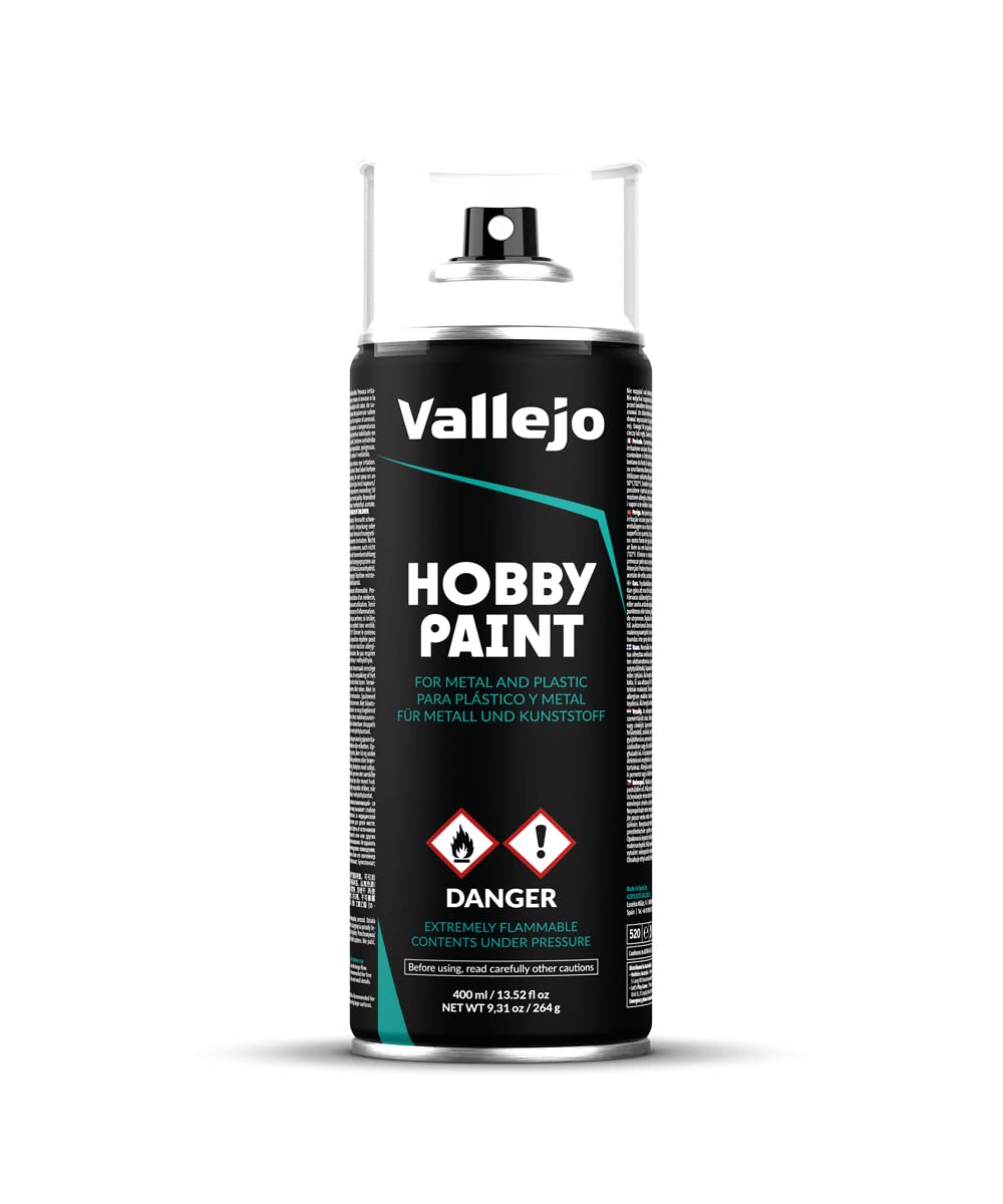 Vallejo - Hobby Paint Spray Basic Primer | White 400 ml. (13.52 fl.oz.) | Perfect Matt and Self Levelling Finish