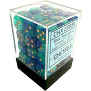 DND Dice Set-Chessex D&D Dice-12mm Gemini Blue, Teal, and Gold Plastic Polyhedral Dice Set-Dungeons and Dragons Dice Includes 36 Dice – D6