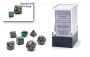 Chessex Dice Set – 10mm Festive Mosaic/Yellow Plastic Polyhedral Dice Set – Dungeons and Dragons D&D DND TTRPG Dice – Includes 7 Dice - D4 D6 D8 D10 D12 D20 D%,CHX20450
