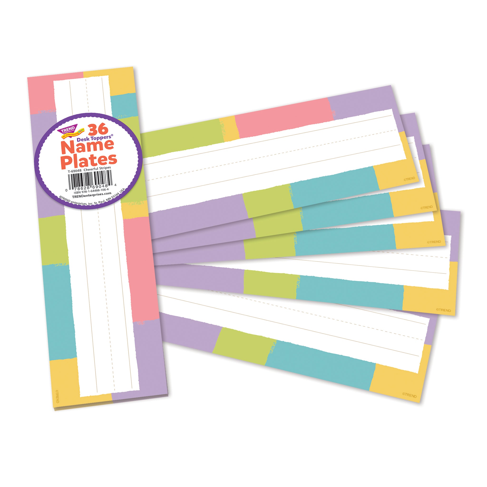 Cheerful Stripes Desk Toppers® Name Plates, 36 Count