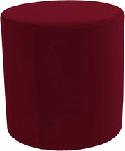 Everyday 18" Round Microfiber and Faux Leather Ottoman, 19" Height - Bordeaux