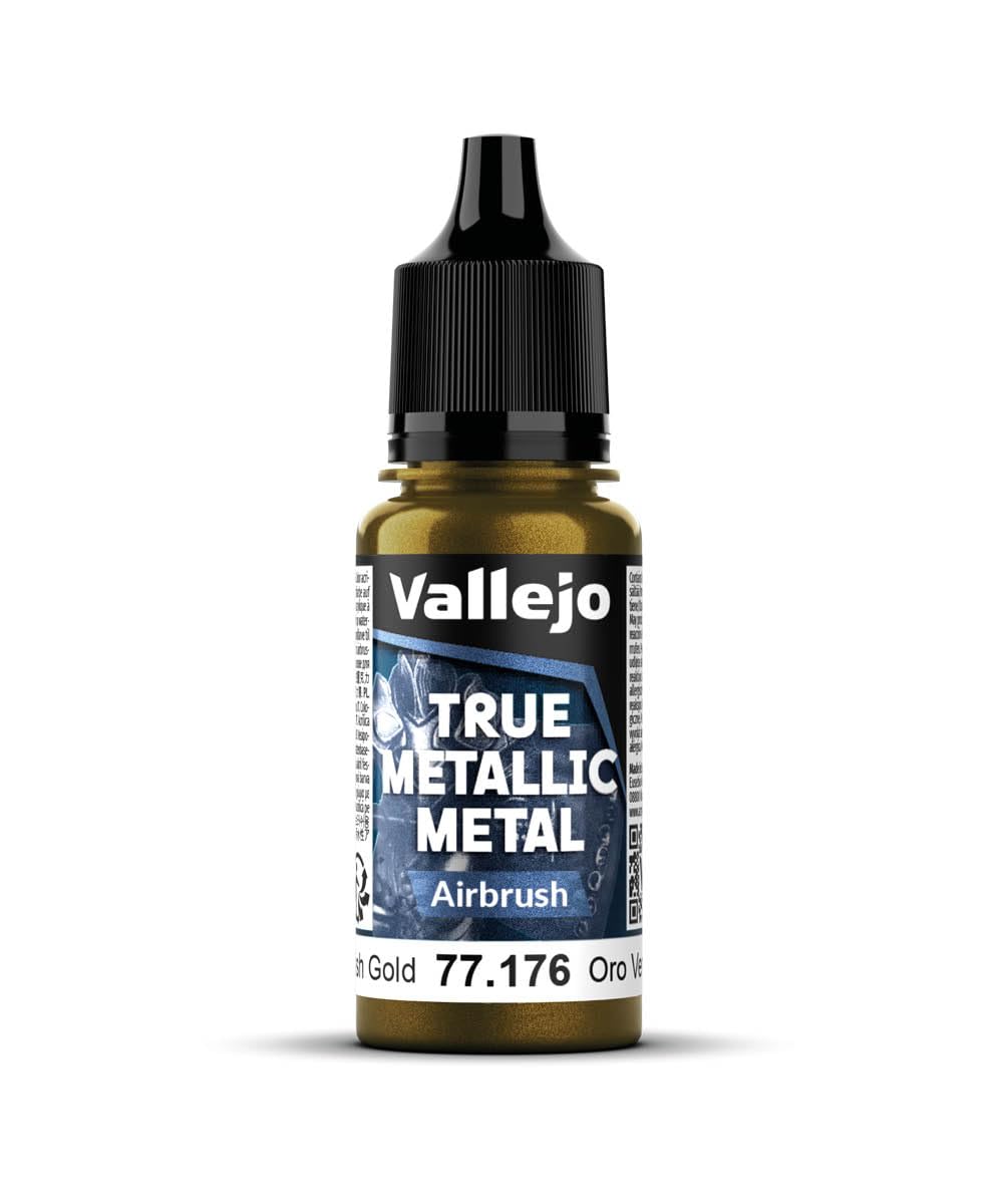 Vallejo - Greenish Gold Airbrush | True Metallic Metal TMM | Acrylic Colors for Painting Metal Effects on Fantasy, Historical, and Wargaming Miniatures | 18 ml (0.6 fl.oz.)