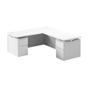 Bush Business Furniture Stratus&nbsp;72W x&nbsp;78D Height Adjustable L Shaped Standing Desk with Drawers in White with White Base - 71.02" Width x 76.97" Depth x 27.44" Height