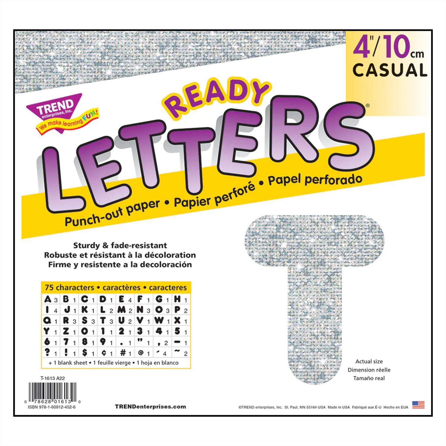 Silver Sparkle 4" Casual UC Ready Letters®