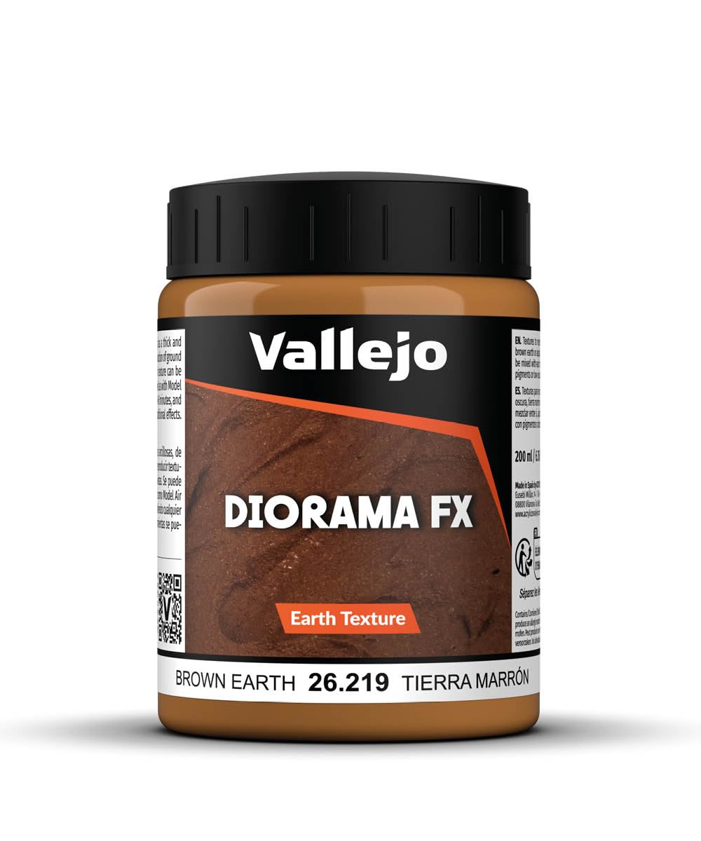 Vallejo - Diorama FX Earth Textures | Brown Earth 200 ml (6.76 fl.oz.) | Premium Acrylic Color For Modelers & Miniature Enthusiasts