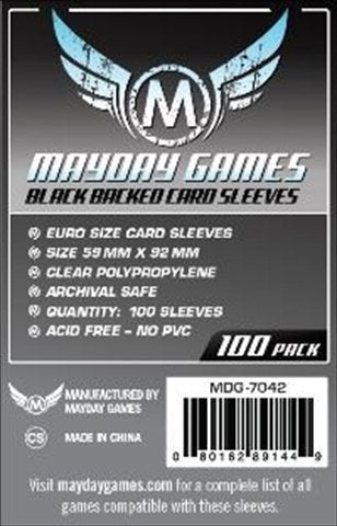 7042 Black Backed Euro Card Sleeve 100 Count (59x92mm)
