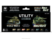 Vallejo - Utility Paint Set WWII & WWIII | Historic Military Shades | Brush & Airbrush Compatible | Pro Modeler Collection | 8 bottles x 18 ml. (0.6 fl.oz)