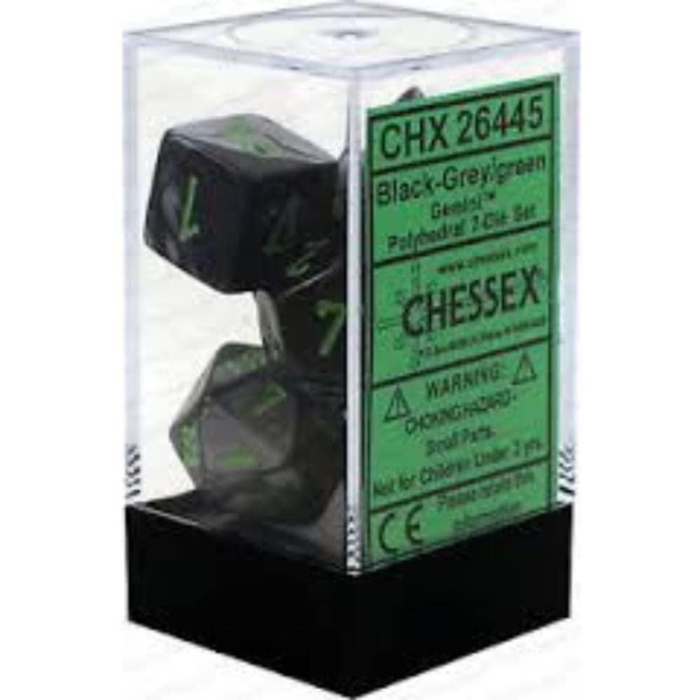 Chessex CHX26445 Dice-Gemini Set, Black/Grey/Green