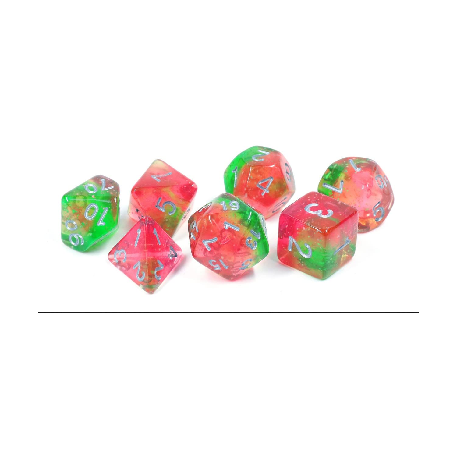 Glowing RPG Dice Set (7) Lotus Glowworm by Sirius Dice