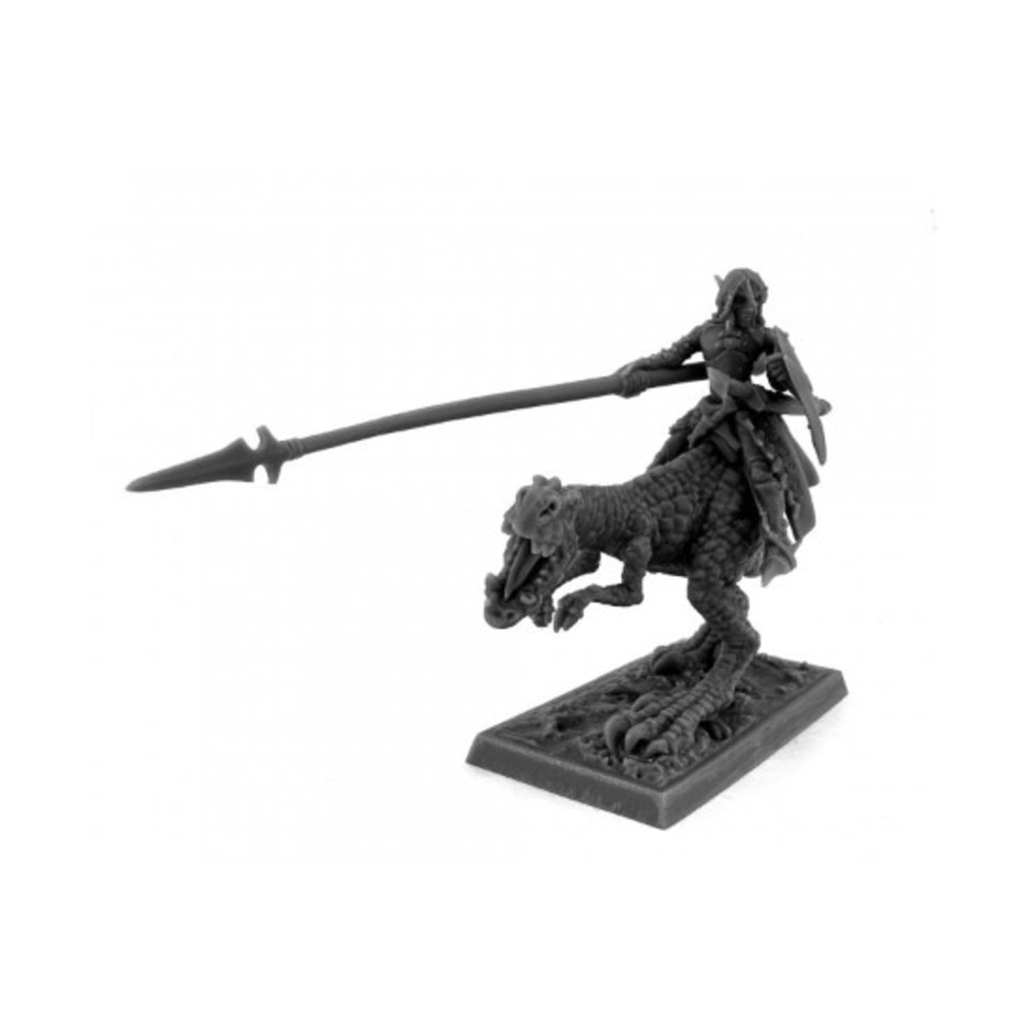 Reaper Dark Elf Hero on Lizard Miniature Figure 25mm Heroic Scale Bones USA Miniatures