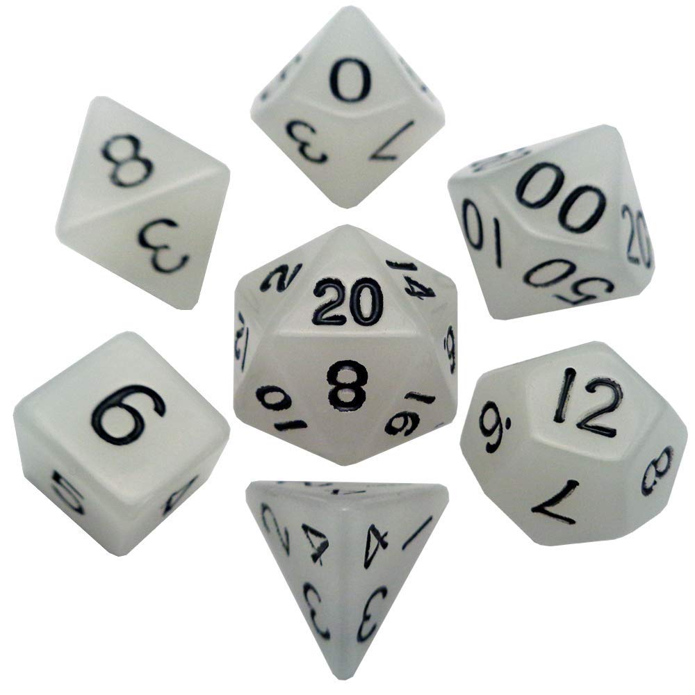 Glow in The Dark Clear 16mm Polyhedral Dice Set