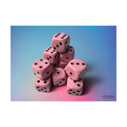 d6 Cube 16mm Opaque Pastel Pink/black (12)
