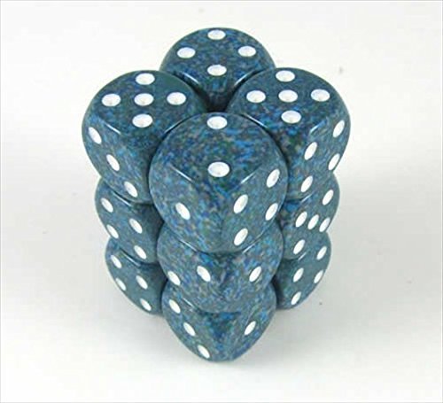 Chessex Manufacturing 25716 Sea Speckled - 6 Sided 16 mm Dice Set of 12