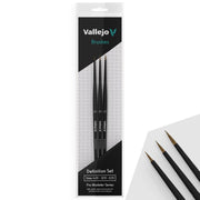 Vallejo - Pro Modeler Series Definition Set | Natural Hair Brushes | Sizes 4/0, 3/0 and 2/0 | Lightweight and Ergonomic Wooden Handles | Ideal for Acrylic Detail Work