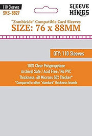 Sleeve Kings Standard Card Sleeves – 110 Count, Clear 60 Micron Thickness, Large Size (76 x 88 mm), Compatible with Zombicide & More – SKU: SKS-8827