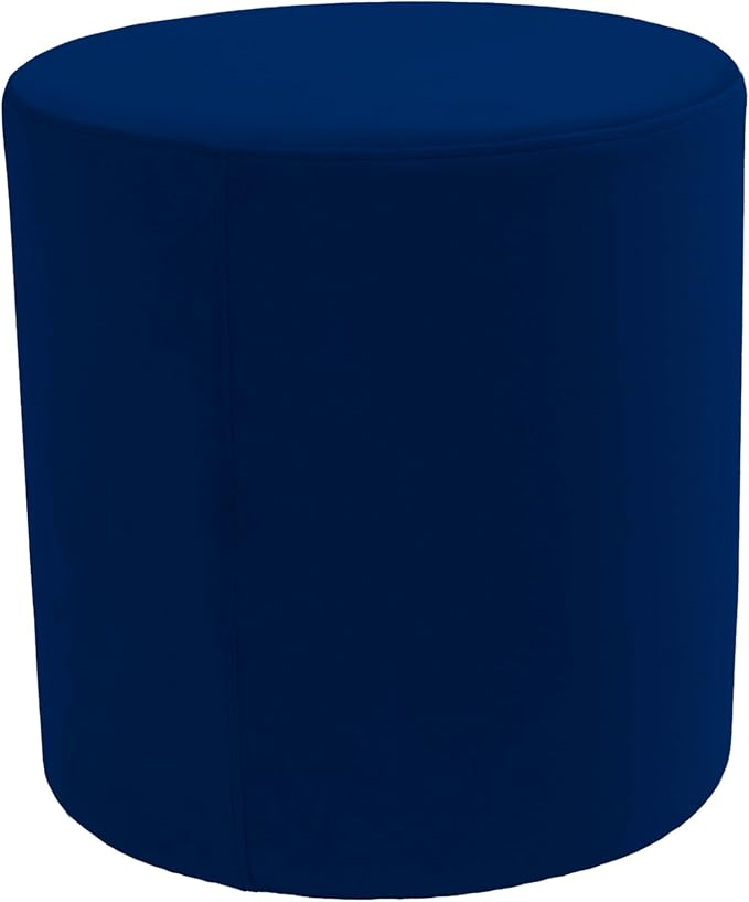 Everyday 18" Round Microfiber and Faux Leather Ottoman, 19" Height - Eclipse
