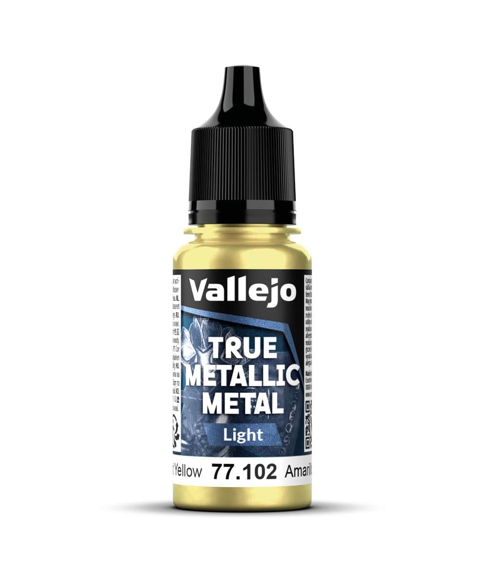 Vallejo - Radiant Yellow Light | True Metallic Metal TMM | Acrylic Colors for Painting Metal Effects on Fantasy, Historical, and Wargaming Miniatures | 18 ml (0.6 fl.oz.)