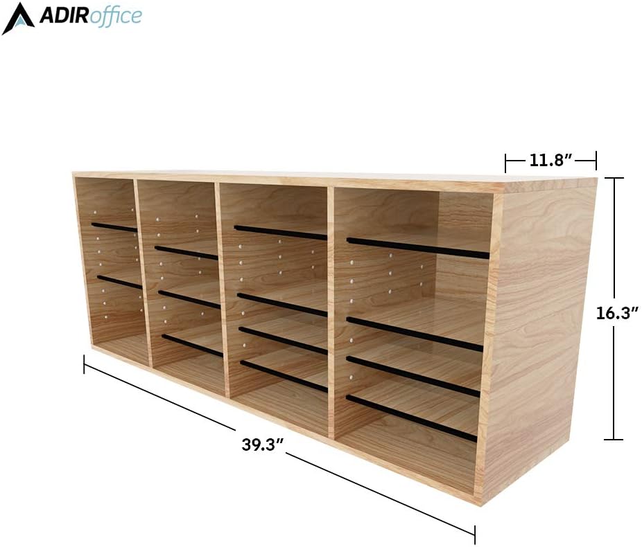 24-Compartment Wood Adjustable Paper Sorter Literature File Organizer, Medium Oak