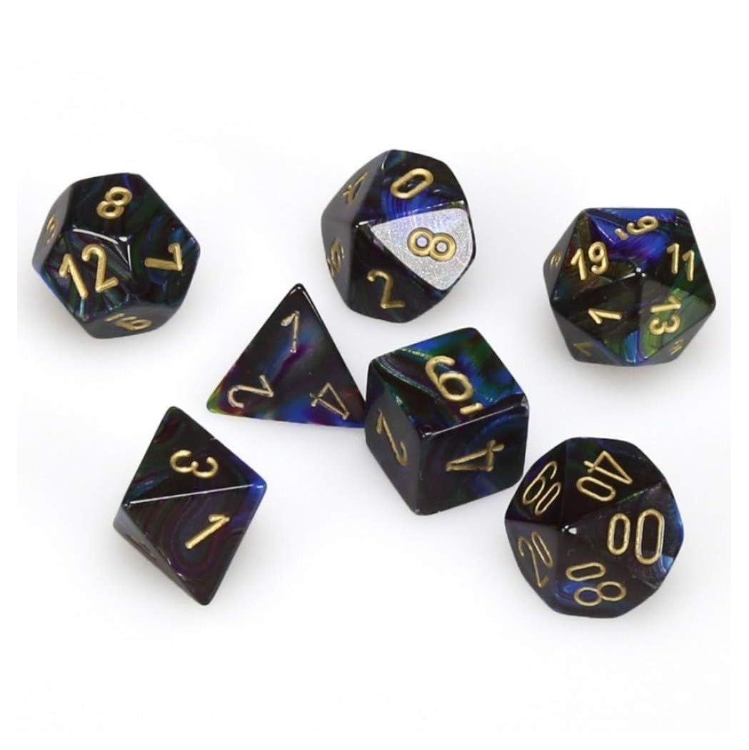 Chessex CHX27499 Dice-Lustrous Shadow/Gold Set
