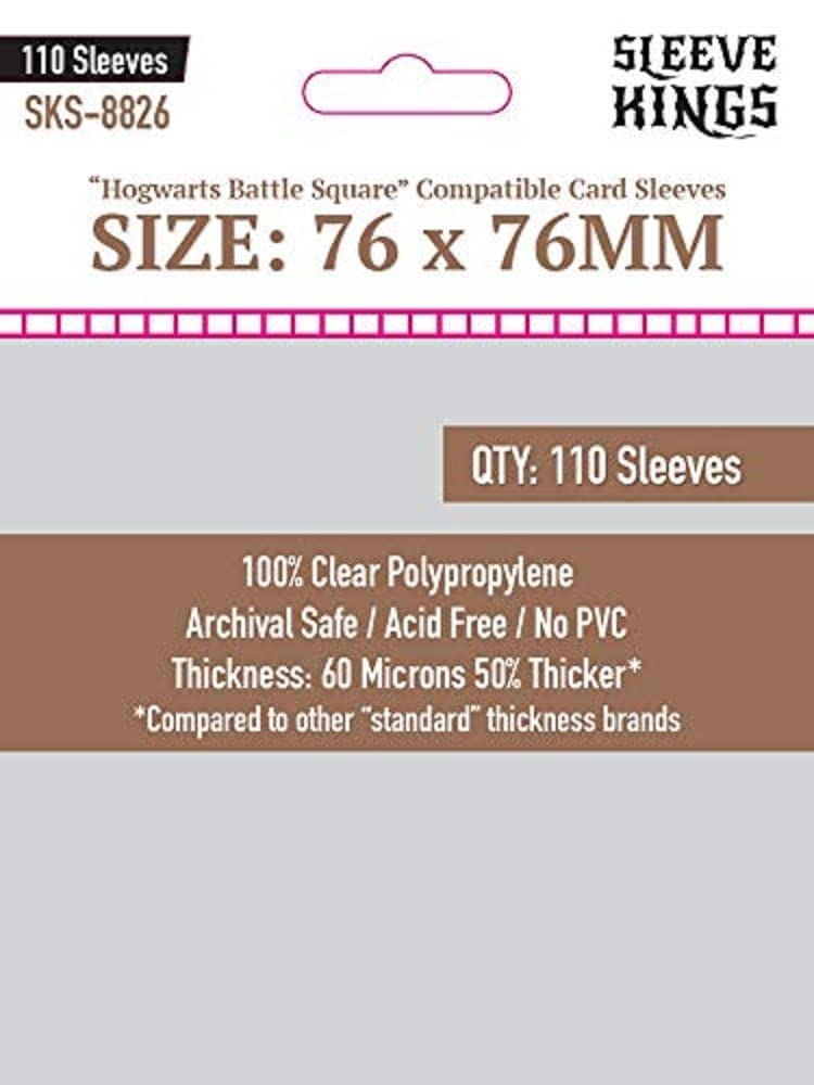 Sleeve Kings Standard Card Sleeves – 110 Count, Clear 60 Micron Thickness, Medium Square Size (76 x 76 mm), Compatible with Hogwarts Battle & More