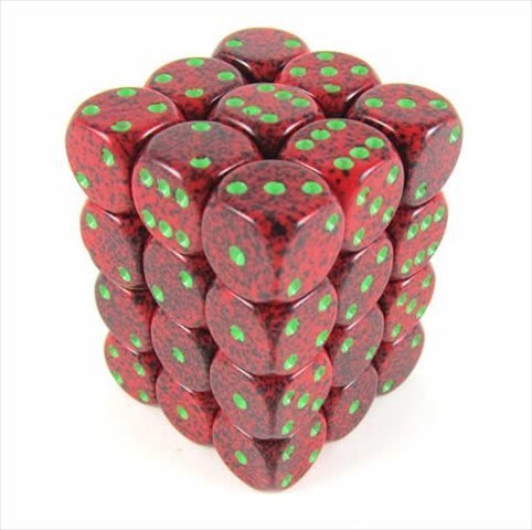 Chessex Manufacturing 25904 Strawberry Speckled - 6 Sided 12 mm Dice Set of 36