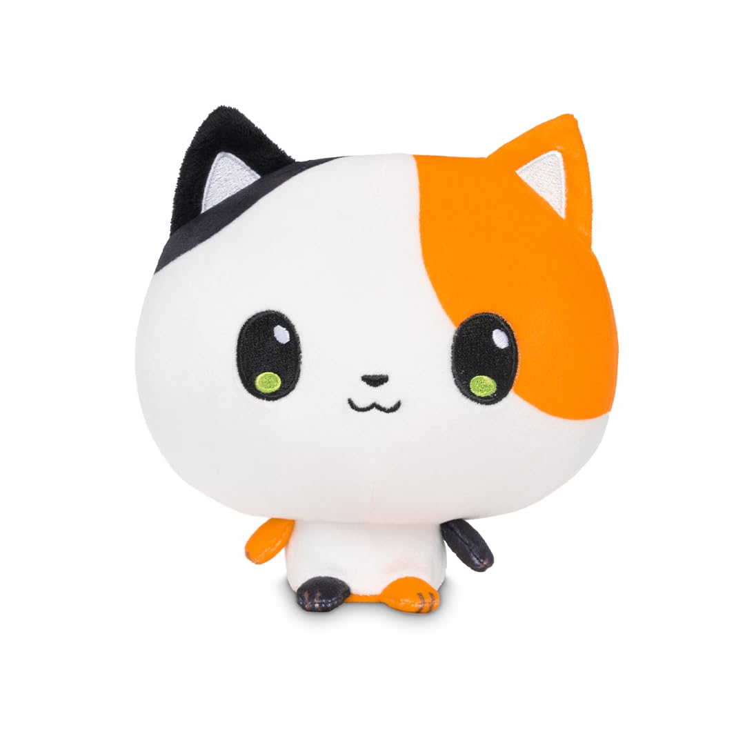 TeeTurtle Cloudheads Honeybean The Calico Cat Plush - 5-Inch Stuffed Animal with Embroidered Details - Soft Cuddly Plush Toys for Kids, Teens, and Adults
