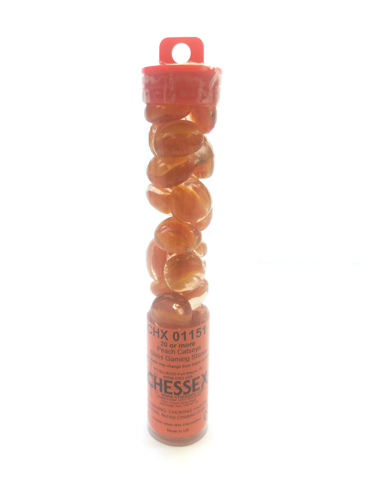 Glass Stones Tube Orange Catseye (20)