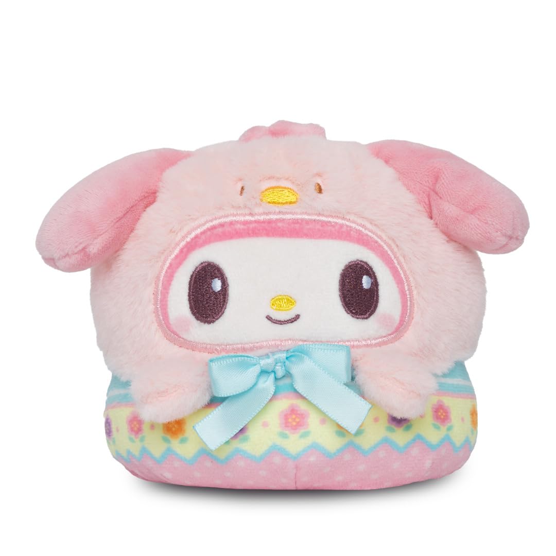 Teeturtle Reversible Sanrio My Melody Plushie 4-Inch Easter Egg Two-Sided Flip Plush Toy with Embroidered Details - Cute Mini Collectible Plush for Kids, Teens, and Adults
