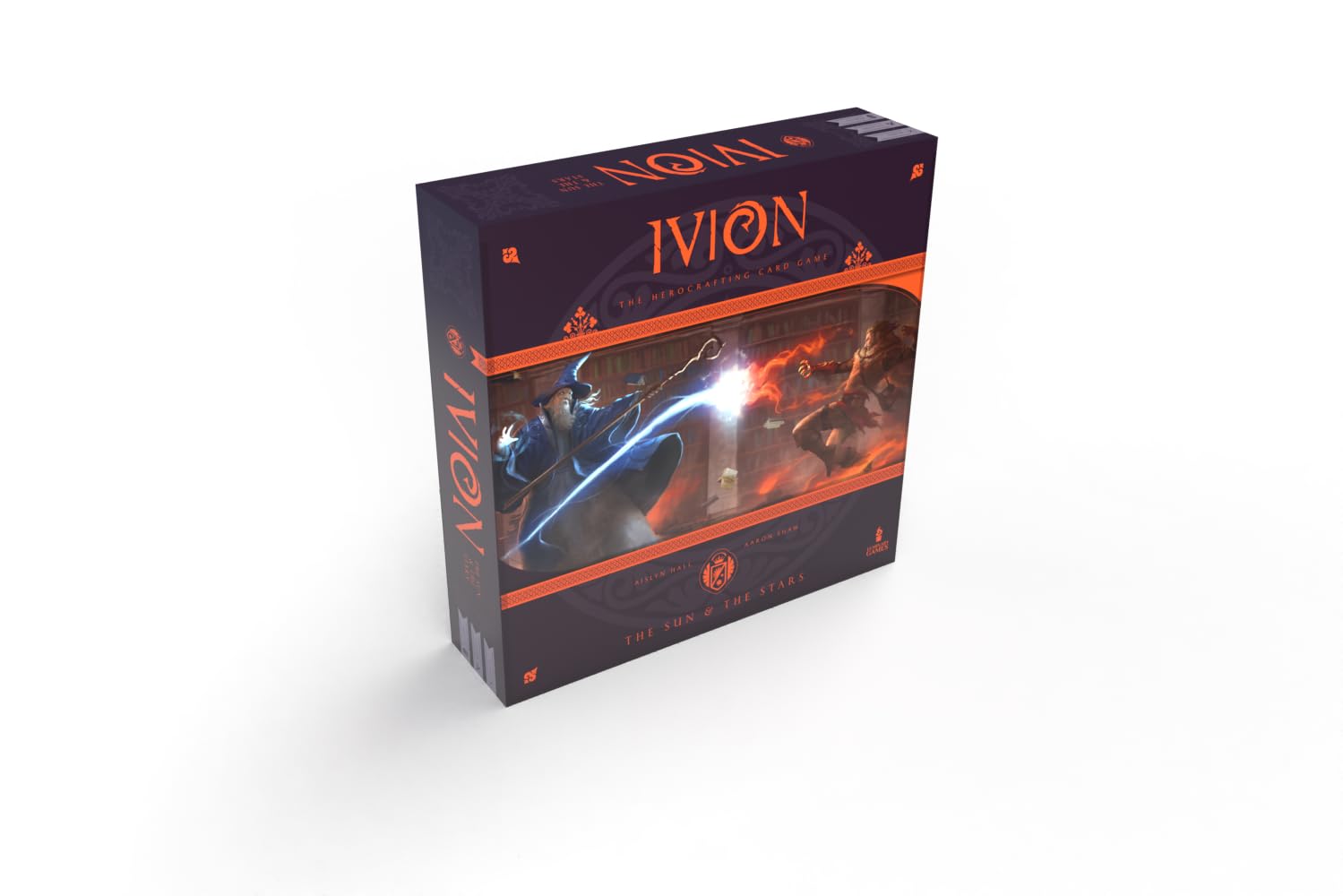 IVION: The Sun and The Stars | APE Games | Board Game | 2 Players | 20-60 Minutes | Ages 14+ | Fantasy | Hero Dueling | Deck Building | Cross Compatible | Season 1 | Aislyn Hall and Aaron Shaw