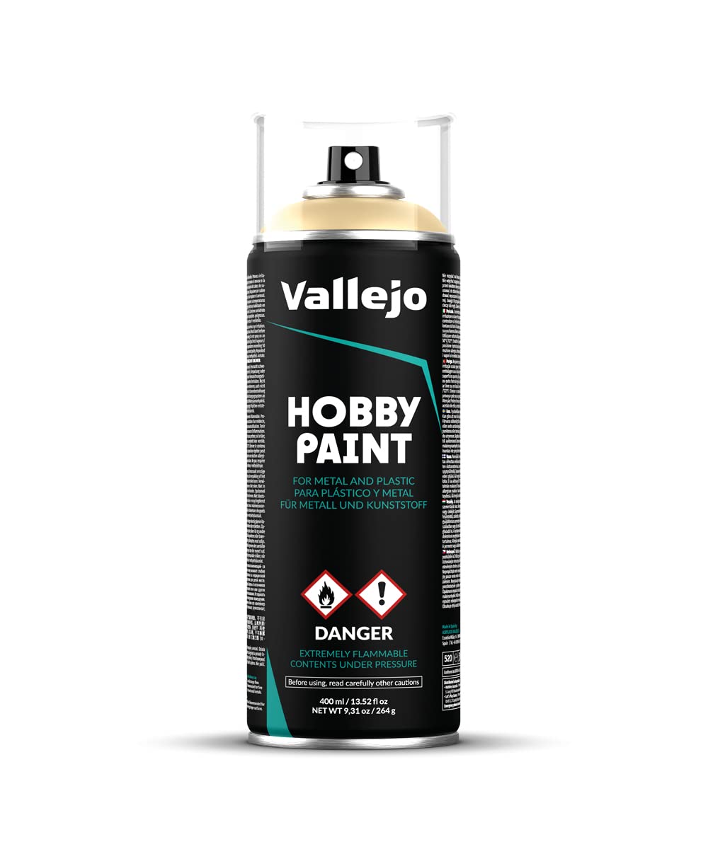 Vallejo - Hobby Paint Spray Fantasy Color | Bone White 400 ml. (13.5 fl.oz.) | Creates Perfect Matt and Self Levelling Finish | Equipped with 2 Different Nozzles