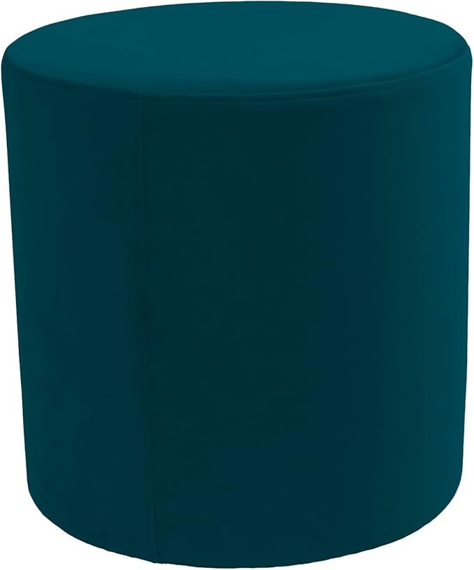 Everyday 18" Round Microfiber and Faux Leather Ottoman, 19" Height - Peacock