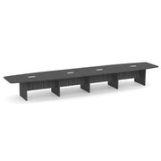 OfficeSource Laminate Expandable Boat Shaped Conference Table with Slab Base - 20' - Coastal Gray