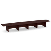 OfficeSource Laminate Expandable Boat Shaped Conference Table with Slab Base - 20' - Mahogany