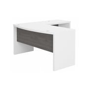 Bush Business Furniture Echo L Shaped Bow Front Desk in Pure White and Modern Gray - 60" Width x 64.02" Depth x 30" Height