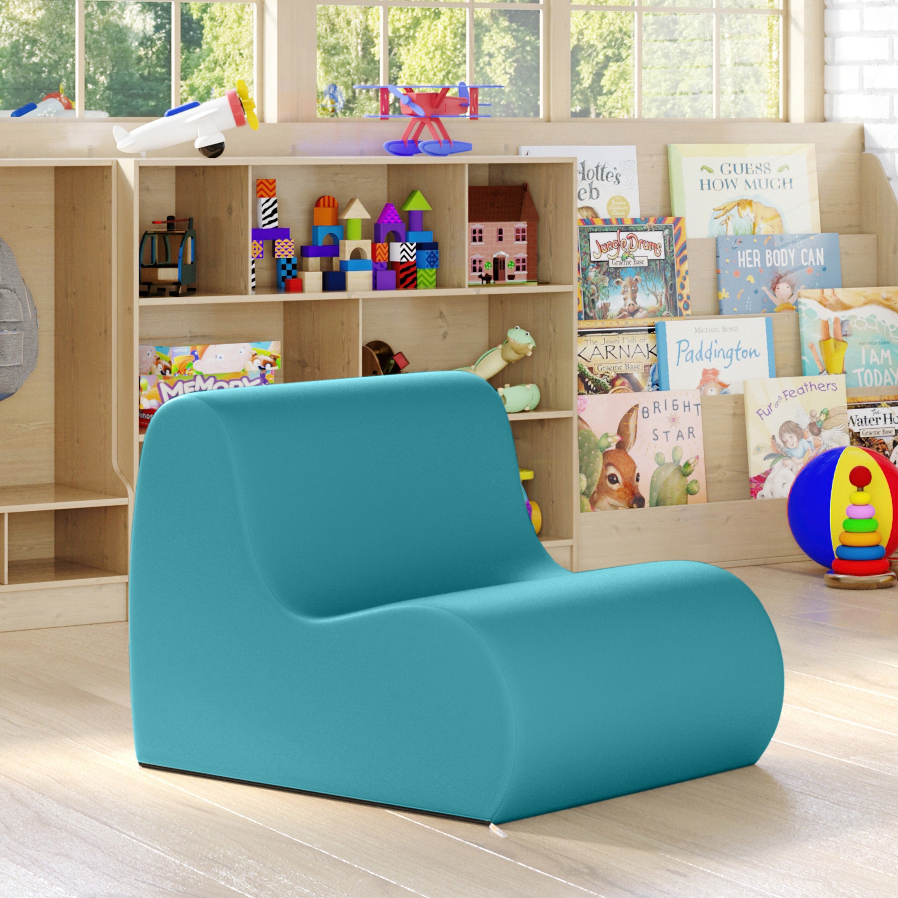 Jaxx Midtown Small Classroom Soft Foam Chair - Premium Vinyl Cover, Turquoise