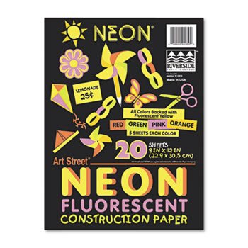 Pacon Neon Art Paper  Assorted 4 Colors  9  X 12   20 Sheets