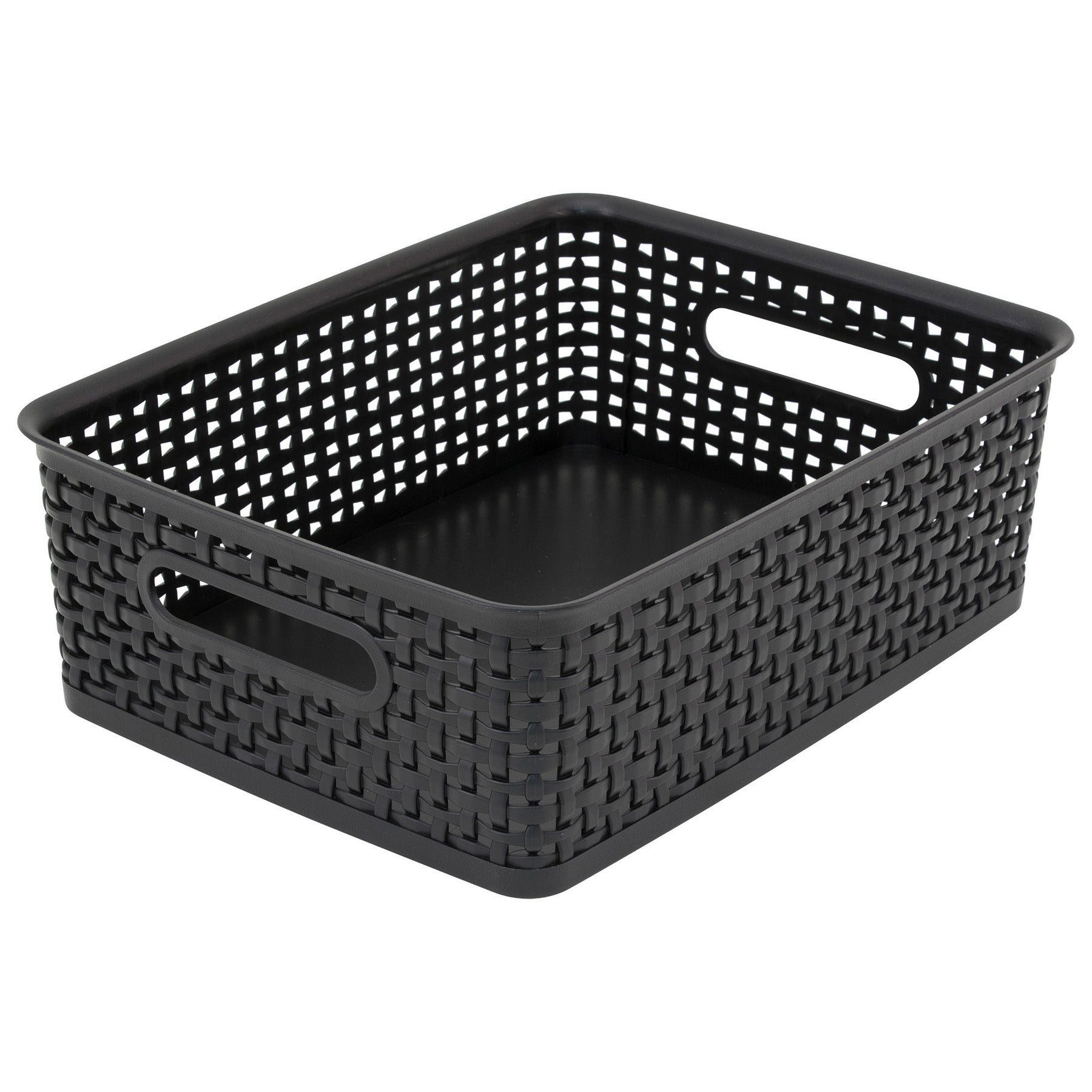 Black Plastic Weave Bins, Medium, Pack of 2