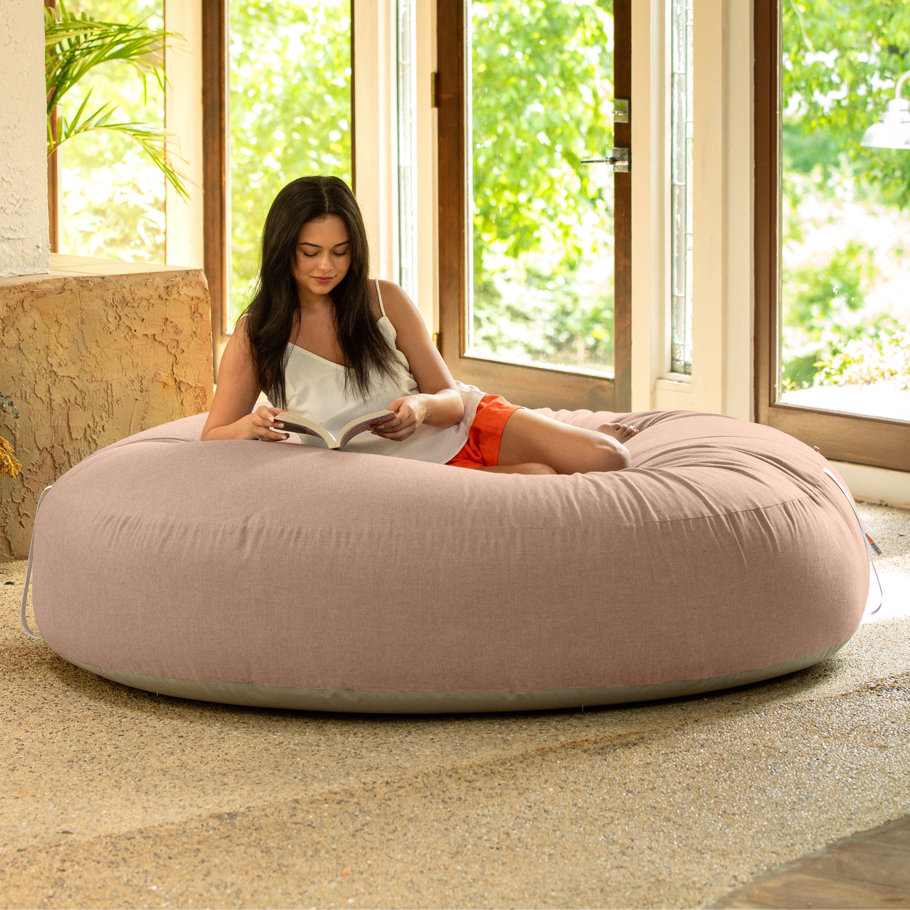 Coza Cocoon Sun Bed - Giant Outdoor Round Lounge for Resort Style & Beachfront Relaxation - Sunbrella, Petal