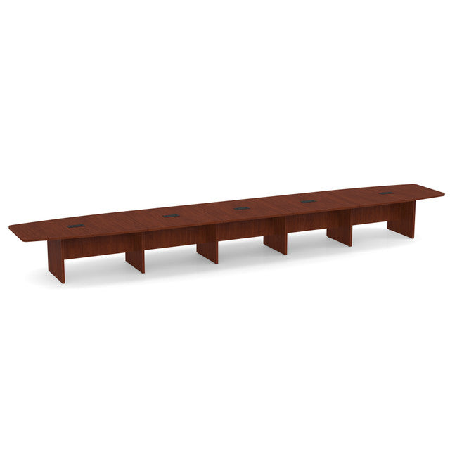 OfficeSource Laminate Expandable Boat Shaped Conference Table with Slab Base - 24' - Cherry