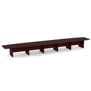 OfficeSource Laminate Expandable Boat Shaped Conference Table with Slab Base - 24' - Mahogany