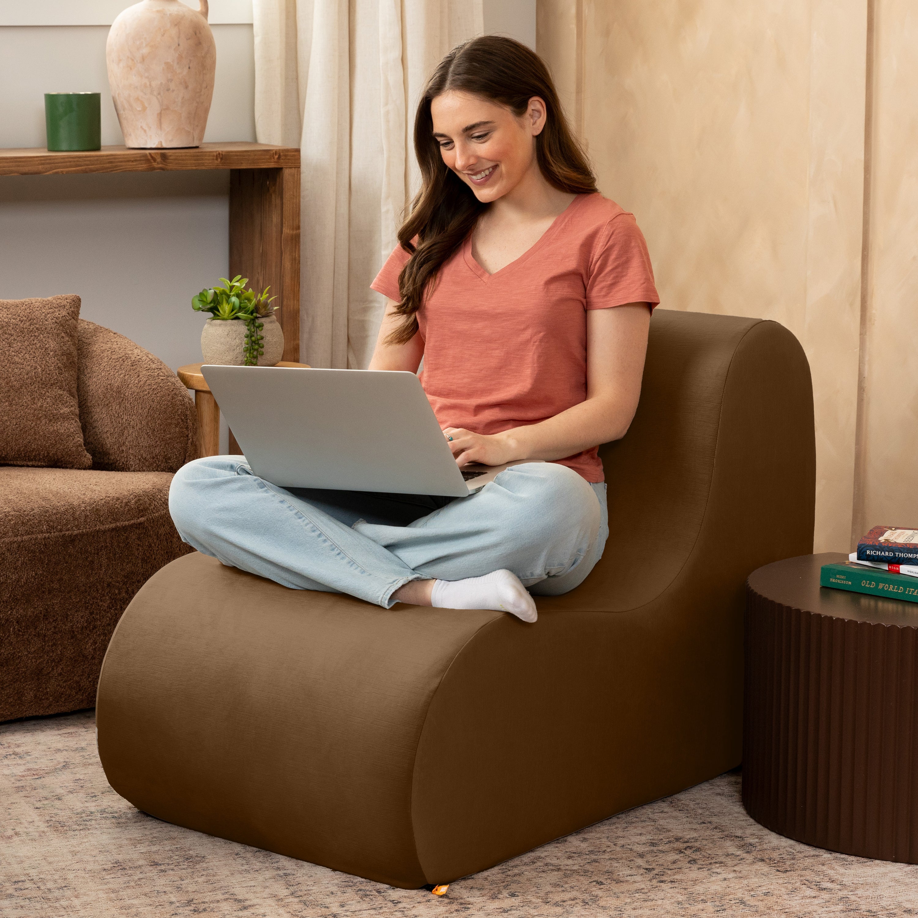 Jaxx Uptown Large Modern Armless Accent Chair, Toffee