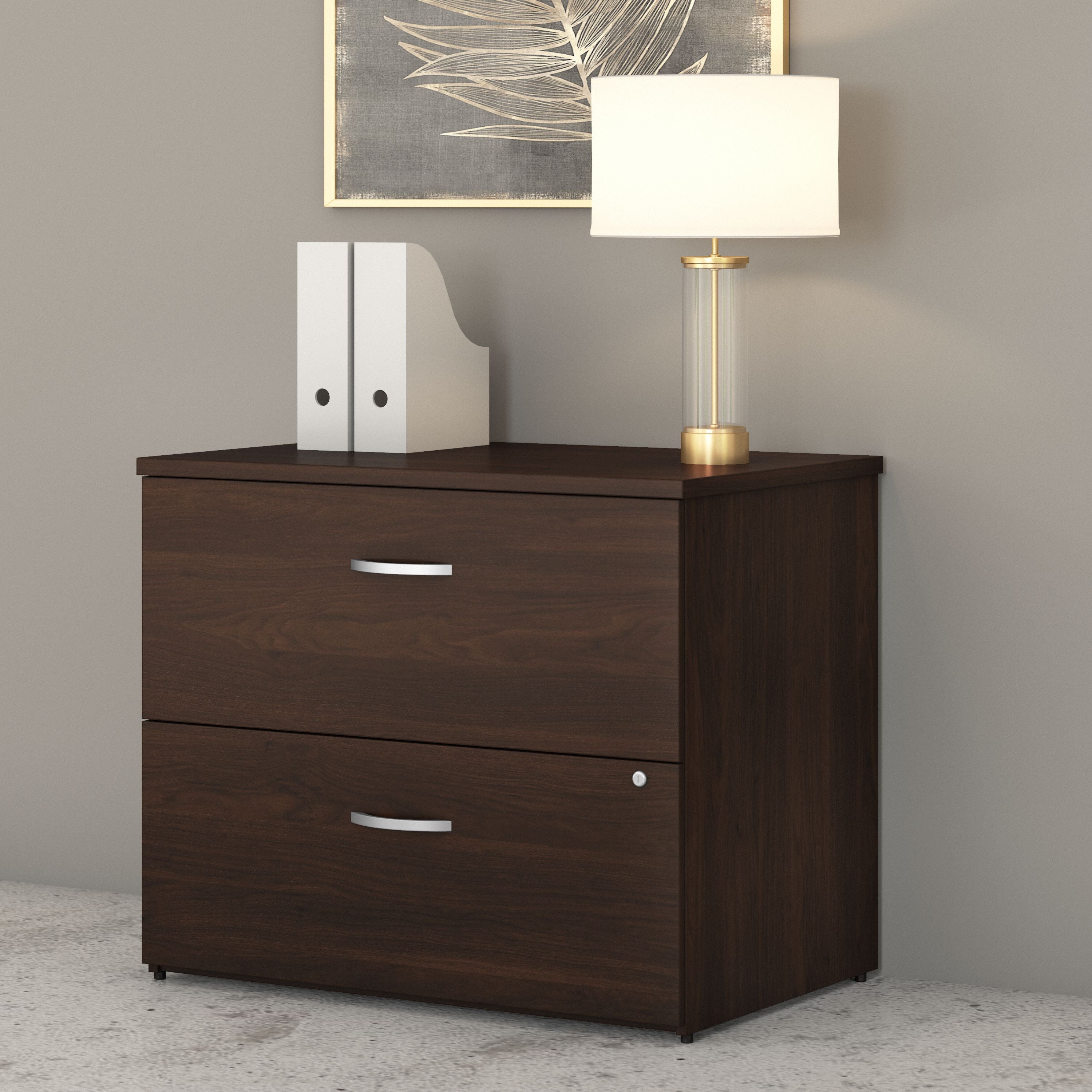 Bush Business Furniture Studio C 2 Drawer Lateral File Cabinet in Black Walnut - 35.67" Width x 23.35" Depth x 29.84" Height