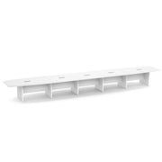 OfficeSource Laminate Expandable Boat Shaped Conference Table with Slab Base - 24' - White