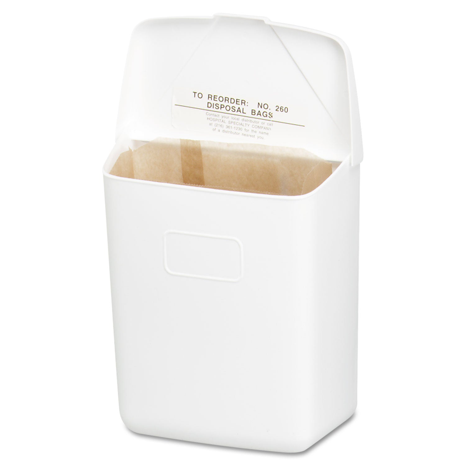 Hospeco Menstrual Care Product Waste Receptacle - Polypropylene Carbonate - White - 1 Each