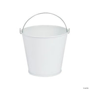 White Metal Pail W/Handle - 12 Pieces