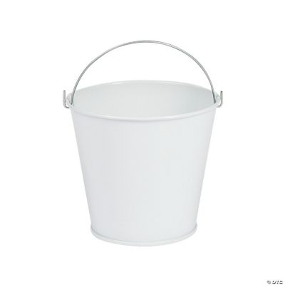 White Metal Pail W/Handle - 12 Pieces