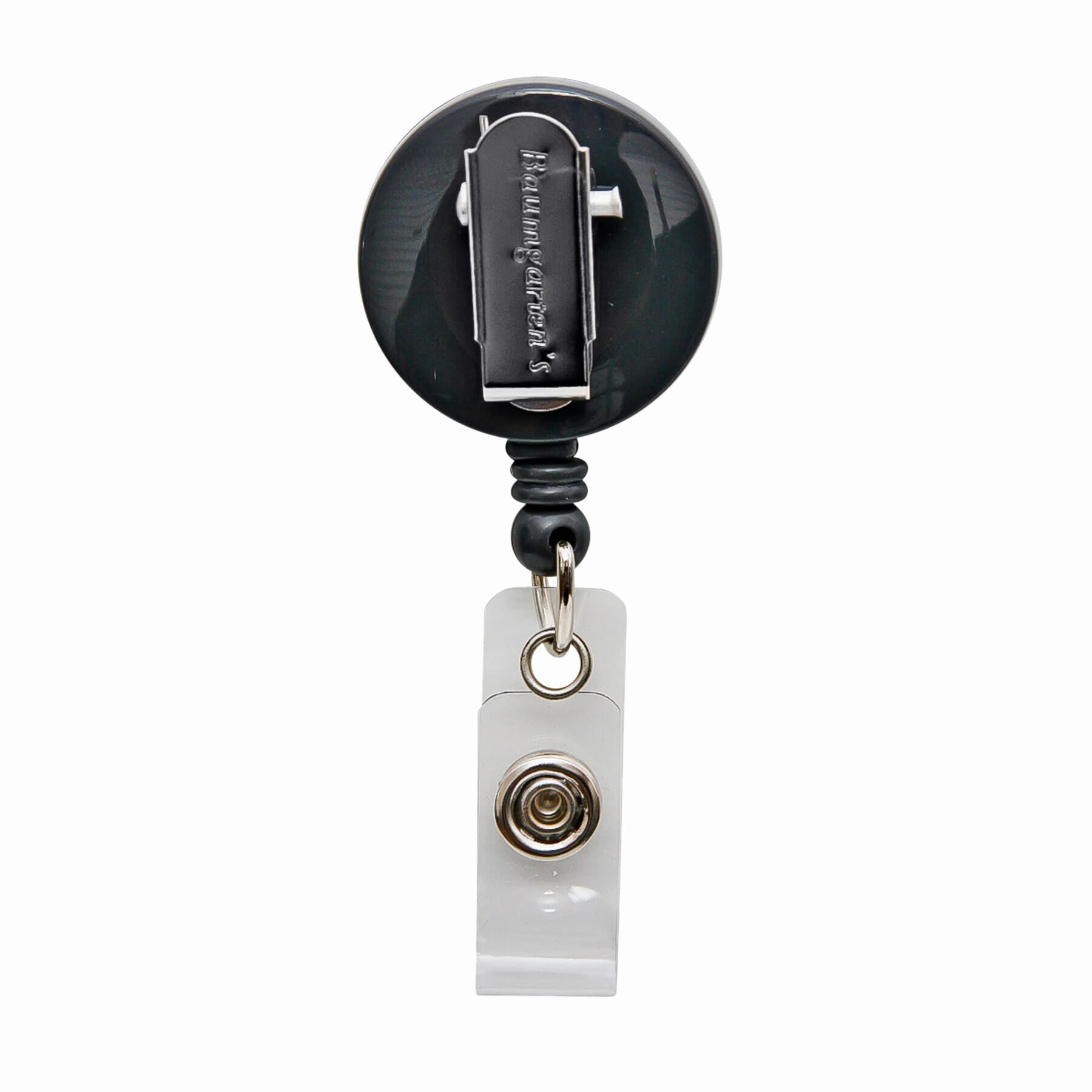 Standard Round ID Badge Reel with Swivel Spring Clip, Black